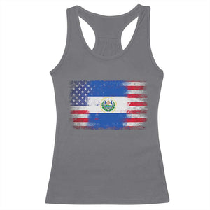 El Salvador American Flag Racerback Tank Top Distressed Grunge USA Salvadoran Pride TS10 Charcoal Print Your Wear