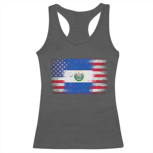 El Salvador American Flag Racerback Tank Top Distressed Grunge USA Salvadoran Pride TS10 Dark Heather Print Your Wear