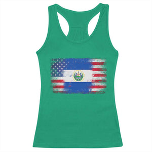 El Salvador American Flag Racerback Tank Top Distressed Grunge USA Salvadoran Pride TS10 Irish Green Print Your Wear