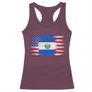 El Salvador American Flag Racerback Tank Top Distressed Grunge USA Salvadoran Pride TS10 Maroon Print Your Wear