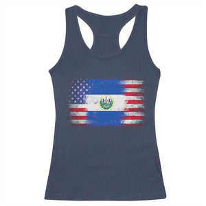 El Salvador American Flag Racerback Tank Top Distressed Grunge USA Salvadoran Pride TS10 Navy Print Your Wear