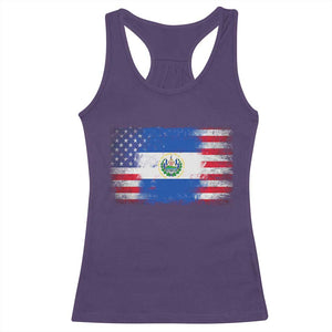 El Salvador American Flag Racerback Tank Top Distressed Grunge USA Salvadoran Pride TS10 Purple Print Your Wear