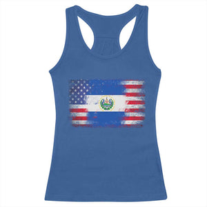 El Salvador American Flag Racerback Tank Top Distressed Grunge USA Salvadoran Pride TS10 Royal Blue Print Your Wear