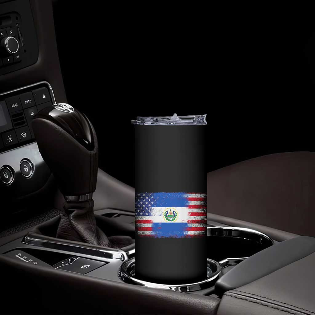 El Salvador American Flag Skinny Tumbler Distressed Grunge USA Salvadoran Pride TS10 Print Your Wear