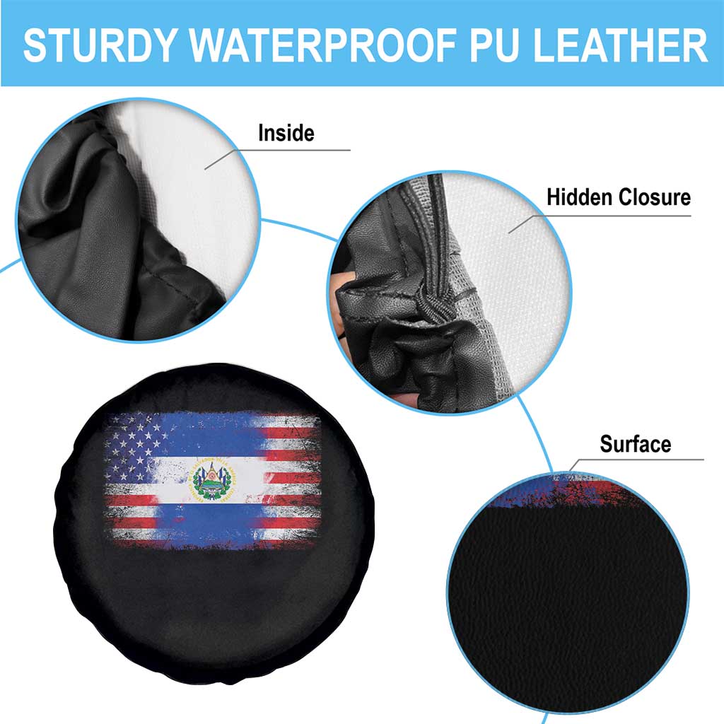 El Salvador American Flag Spare Tire Cover Distressed Grunge USA Salvadoran Pride TS10 Print Your Wear