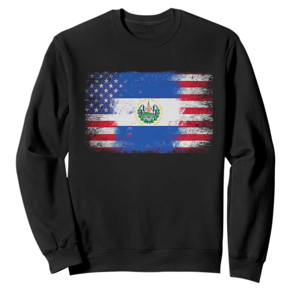 El Salvador American Flag Sweatshirt Distressed Grunge USA Salvadoran Pride TS10 Black Print Your Wear