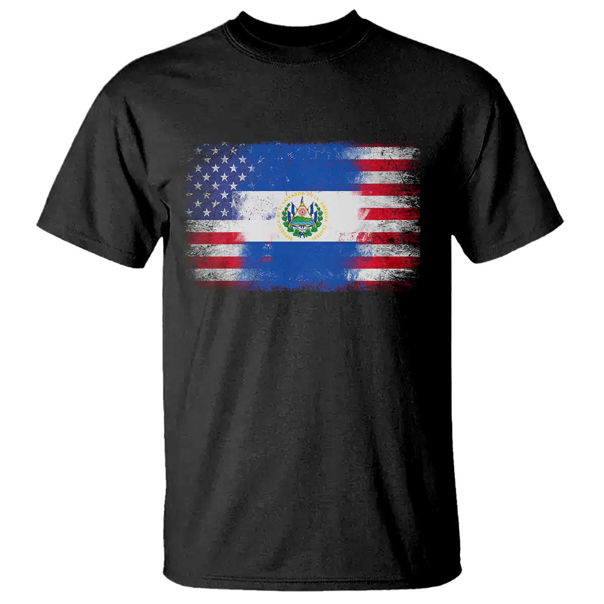 El Salvador American Flag T Shirt Distressed Grunge USA Salvadoran Pride TS10 Black Print Your Wear