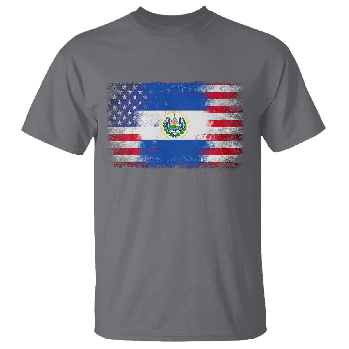 El Salvador American Flag T Shirt Distressed Grunge USA Salvadoran Pride TS10 Charcoal Print Your Wear