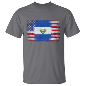 El Salvador American Flag T Shirt Distressed Grunge USA Salvadoran Pride TS10 Charcoal Print Your Wear