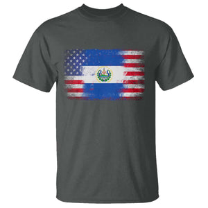El Salvador American Flag T Shirt Distressed Grunge USA Salvadoran Pride TS10 Dark Heather Print Your Wear