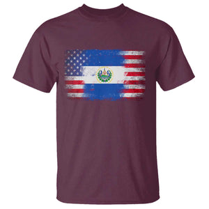 El Salvador American Flag T Shirt Distressed Grunge USA Salvadoran Pride TS10 Maroon Print Your Wear