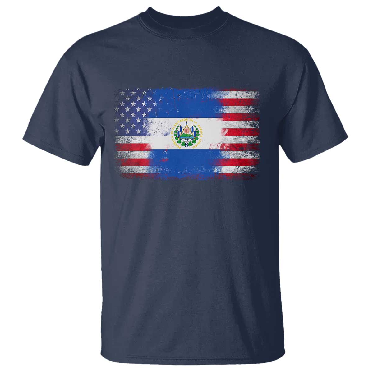 El Salvador American Flag T Shirt Distressed Grunge USA Salvadoran Pride TS10 Navy Print Your Wear