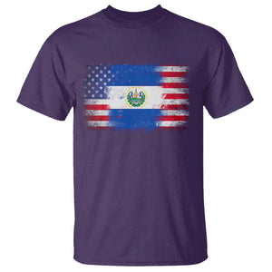 El Salvador American Flag T Shirt Distressed Grunge USA Salvadoran Pride TS10 Purple Print Your Wear