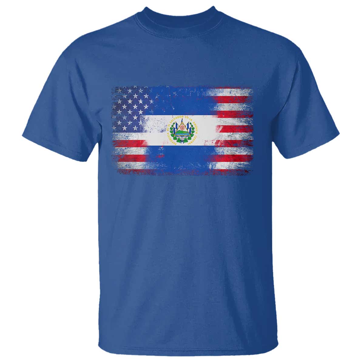El Salvador American Flag T Shirt Distressed Grunge USA Salvadoran Pride TS10 Royal Blue Print Your Wear