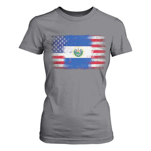 El Salvador American Flag T Shirt For Women Distressed Grunge USA Salvadoran Pride TS10 Charcoal Print Your Wear
