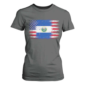 El Salvador American Flag T Shirt For Women Distressed Grunge USA Salvadoran Pride TS10 Dark Heather Print Your Wear