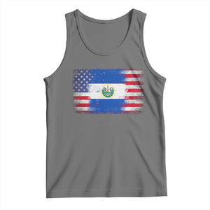 El Salvador American Flag Tank Top Distressed Grunge USA Salvadoran Pride TS10 Black Heather Print Your Wear