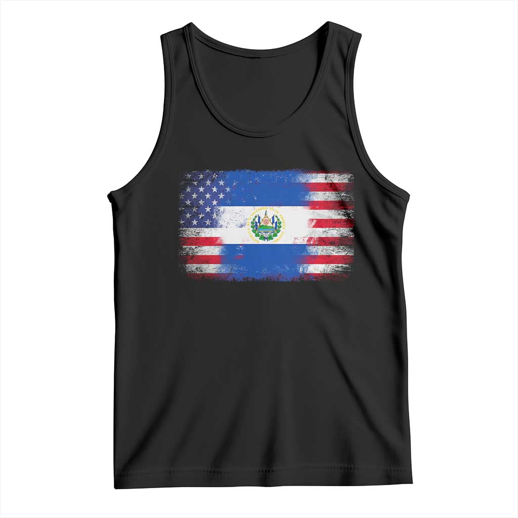 El Salvador American Flag Tank Top Distressed Grunge USA Salvadoran Pride TS10 Black Print Your Wear