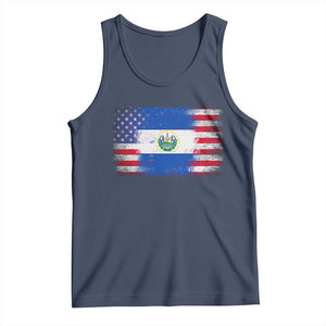 El Salvador American Flag Tank Top Distressed Grunge USA Salvadoran Pride TS10 Navy Print Your Wear