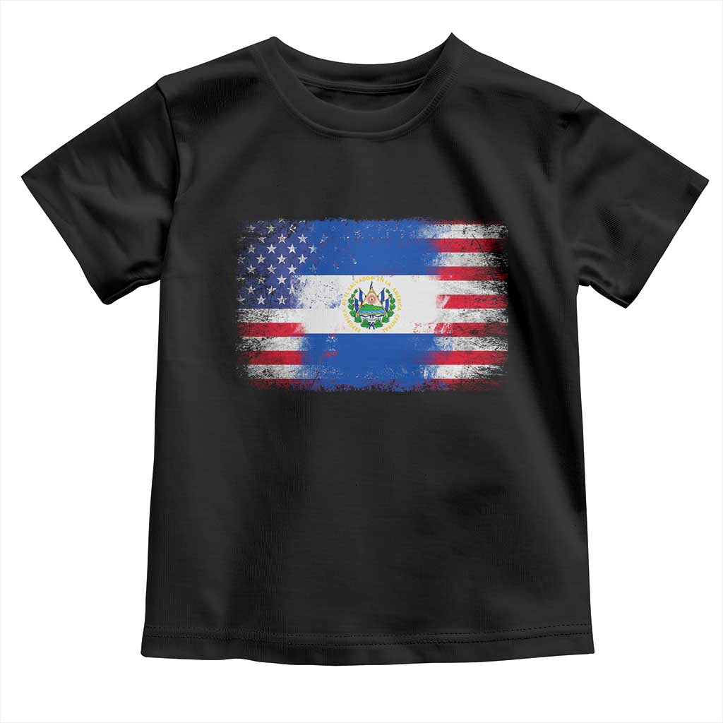 El Salvador American Flag Toddler T Shirt Distressed Grunge USA Salvadoran Pride TS10 Black Print Your Wear