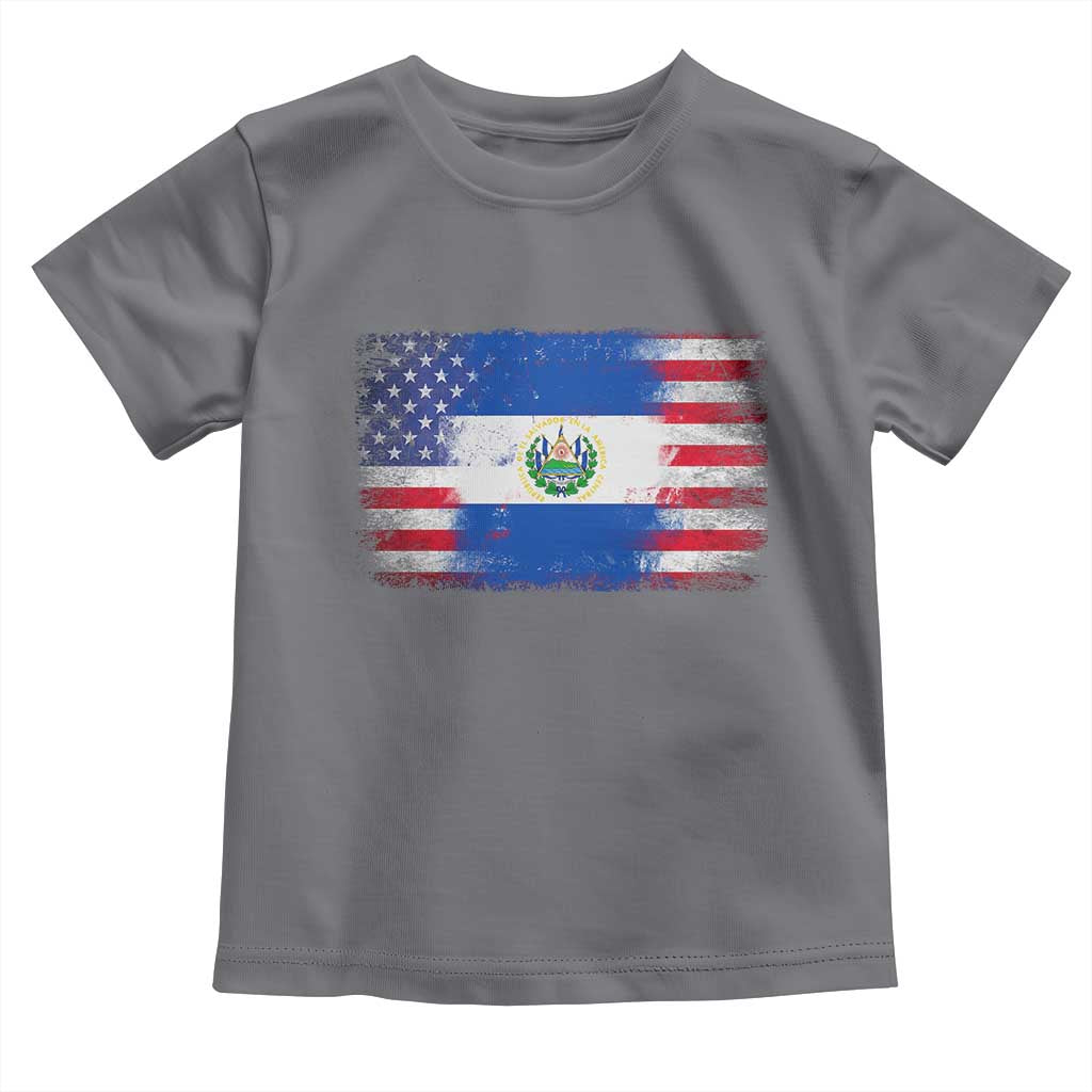 El Salvador American Flag Toddler T Shirt Distressed Grunge USA Salvadoran Pride TS10 Charcoal Print Your Wear