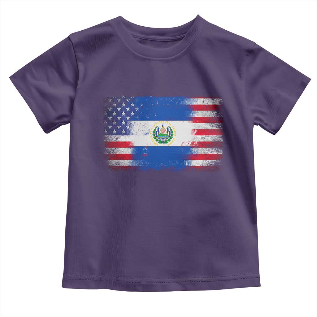 El Salvador American Flag Toddler T Shirt Distressed Grunge USA Salvadoran Pride TS10 Purple Print Your Wear