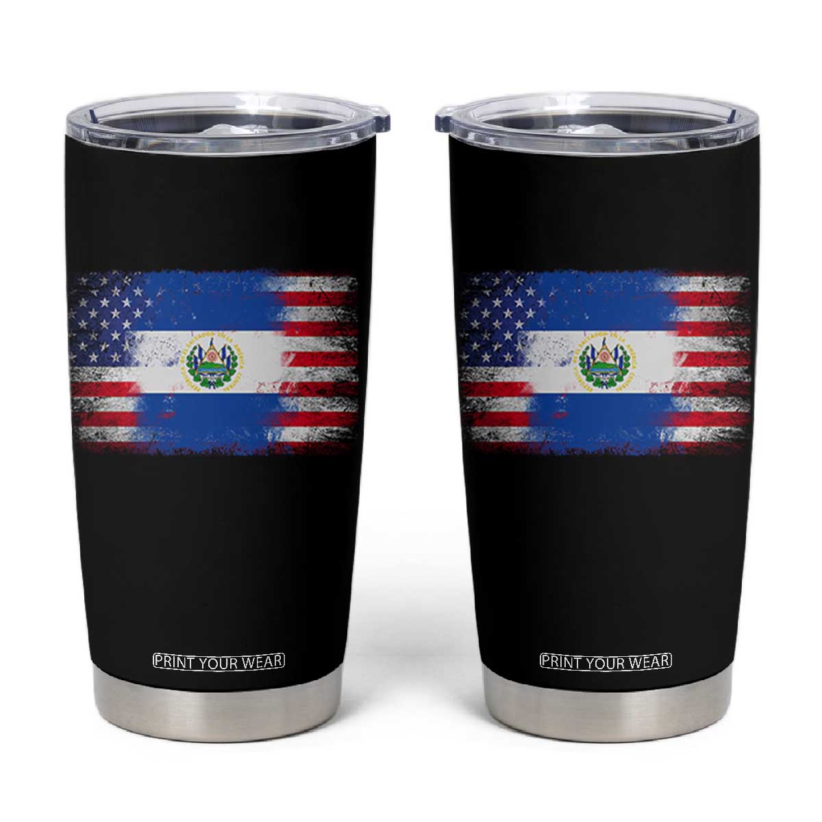 El Salvador American Flag Tumbler Cup Distressed Grunge USA Salvadoran Pride TS10 Black Print Your Wear