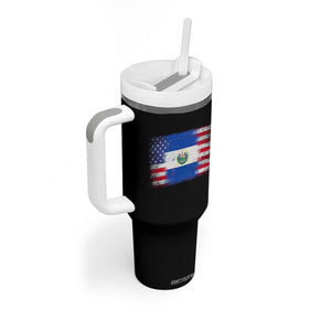 El Salvador American Flag Tumbler With Handle Distressed Grunge USA Salvadoran Pride TS10 Print Your Wear