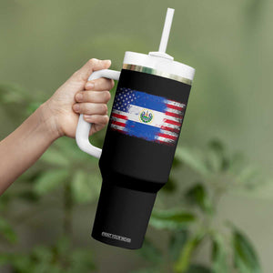 El Salvador American Flag Tumbler With Handle Distressed Grunge USA Salvadoran Pride TS10 Print Your Wear