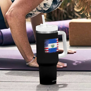 El Salvador American Flag Tumbler With Handle Distressed Grunge USA Salvadoran Pride TS10 Print Your Wear