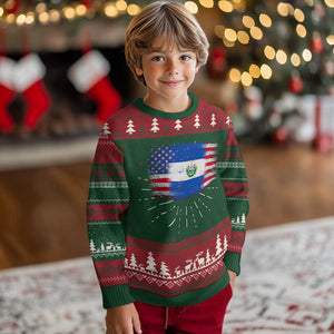 El Salvador American Flag Knit Sweatshirt Distressed Grunge USA Salvadoran Pride TS10 Christmas Print Your Wear