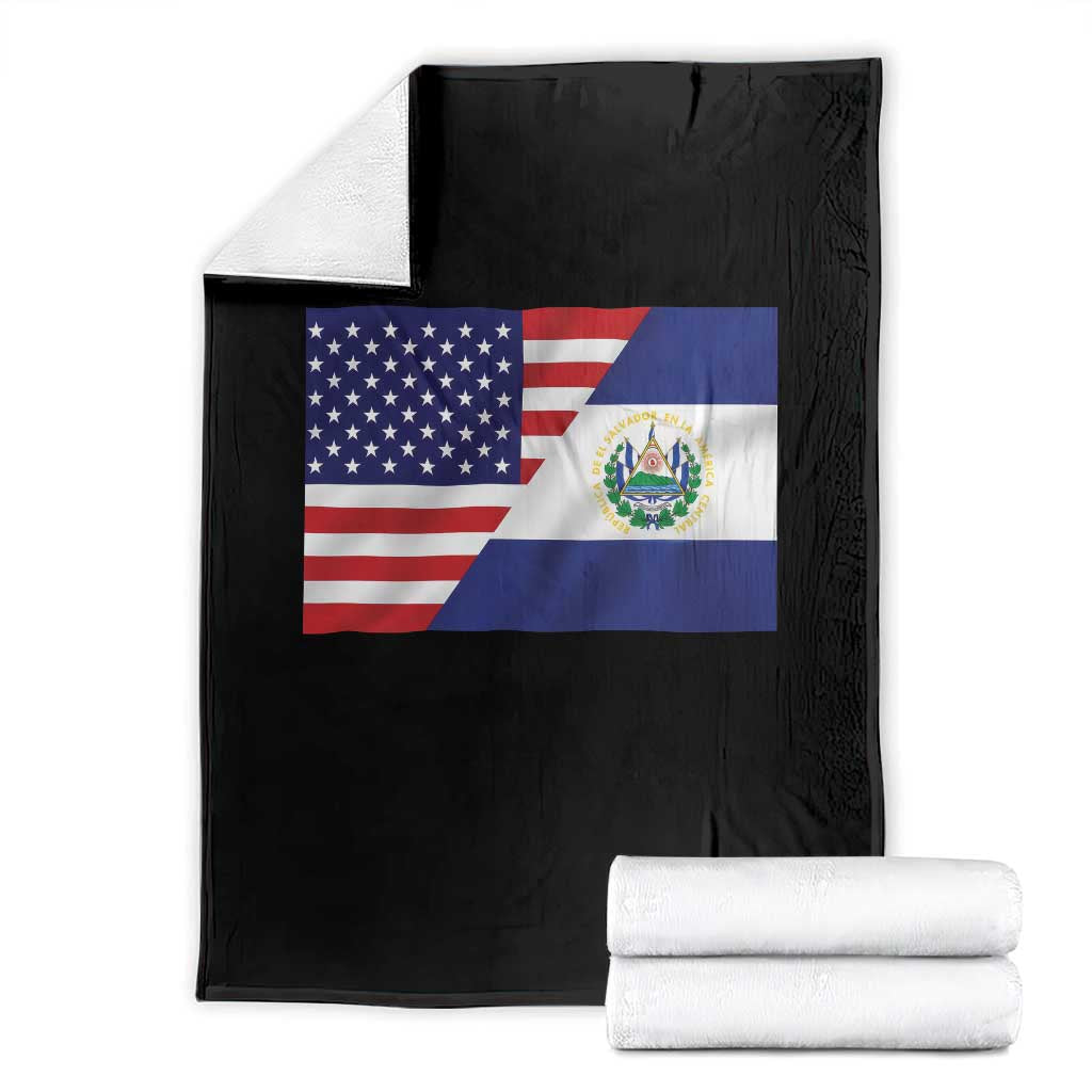 El Salvador American Flag Throw Blanket Salvadoran USA Pride Heritage Roots TS10 Black Print Your Wear