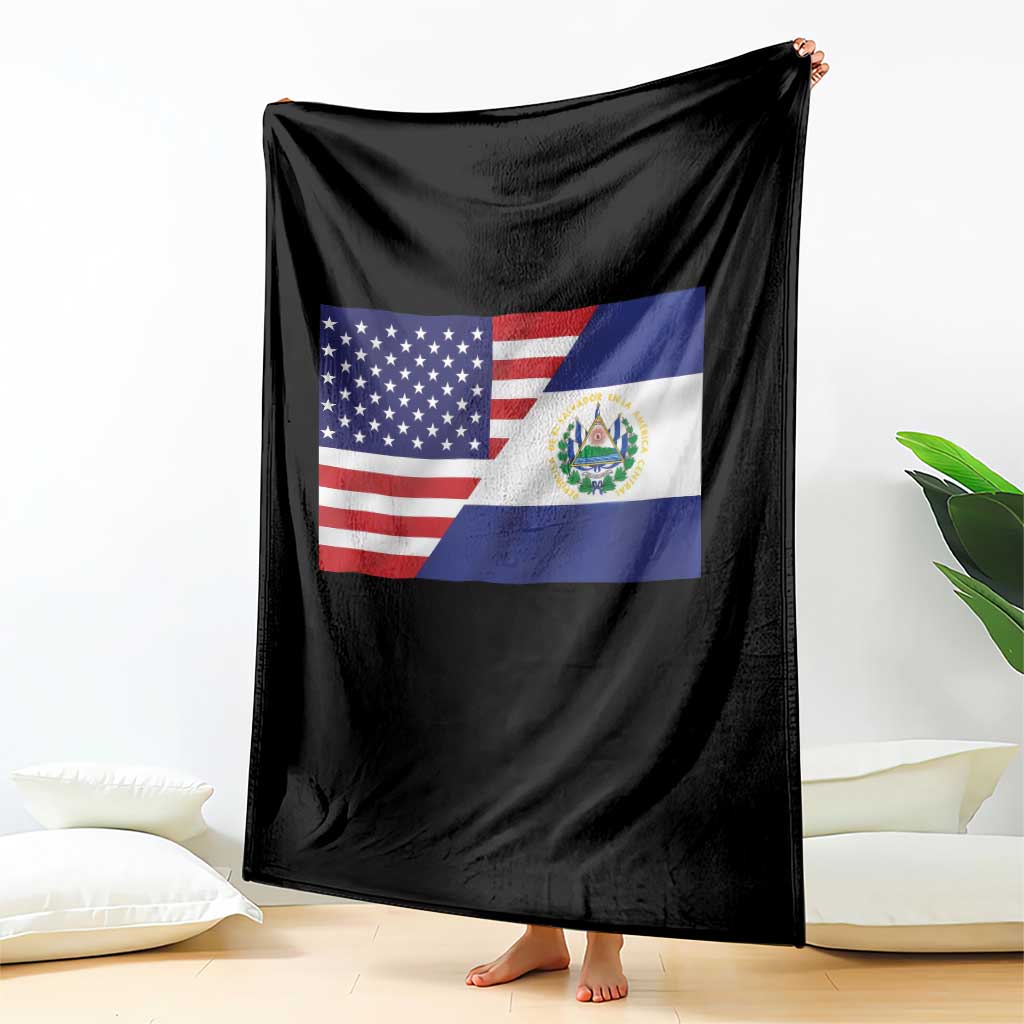 El Salvador American Flag Throw Blanket Salvadoran USA Pride Heritage Roots TS10 Print Your Wear