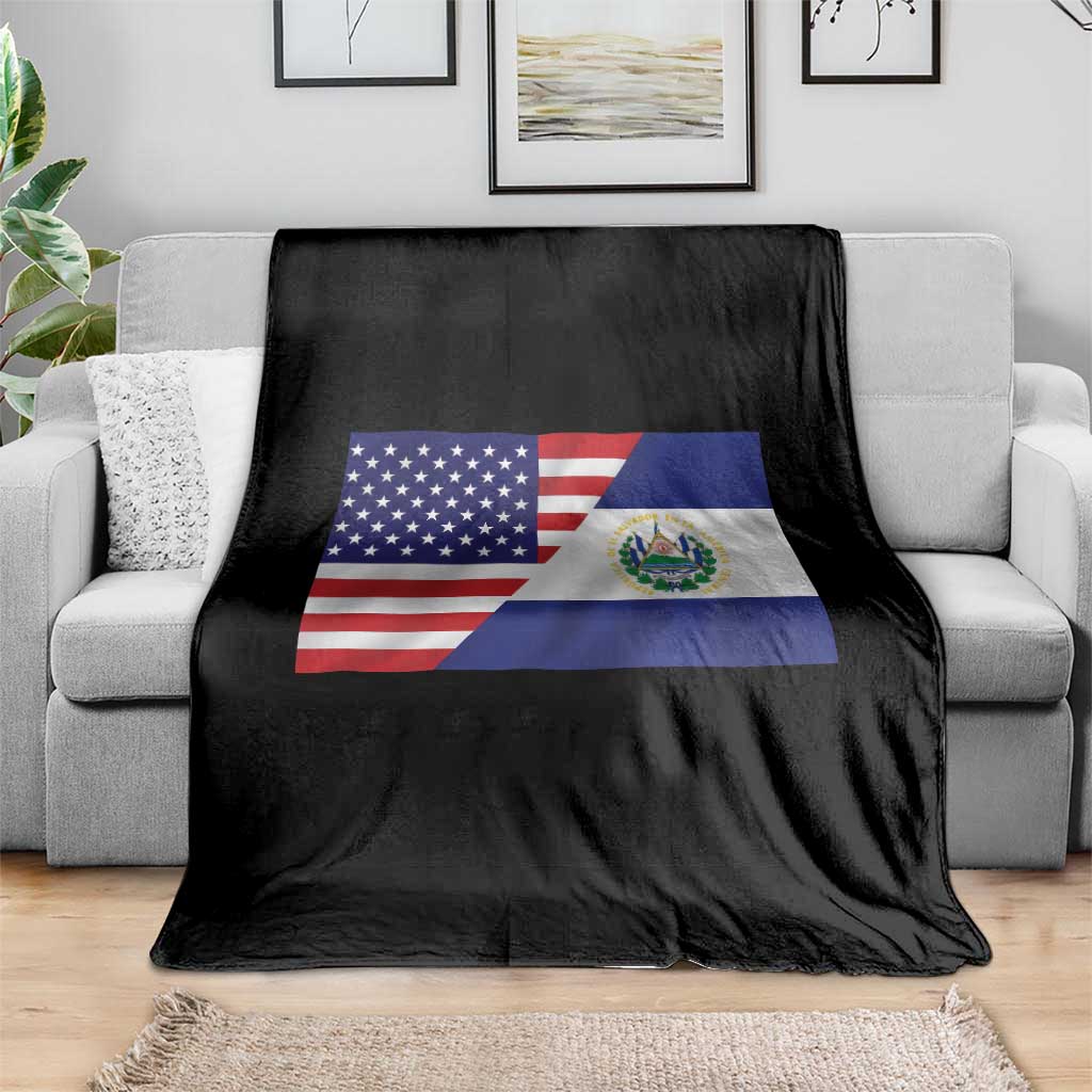 El Salvador American Flag Throw Blanket Salvadoran USA Pride Heritage Roots TS10 Print Your Wear