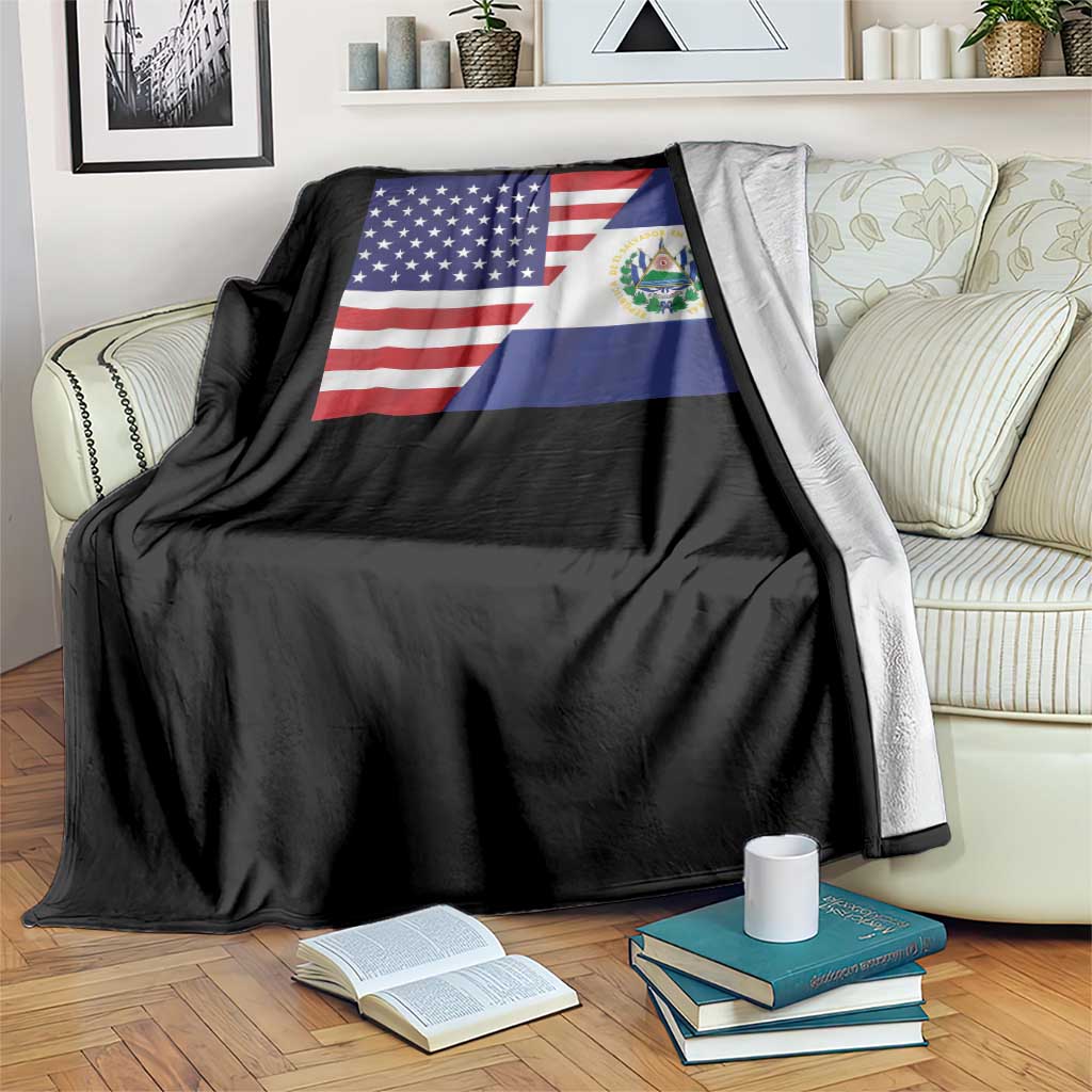 El Salvador American Flag Throw Blanket Salvadoran USA Pride Heritage Roots TS10 Print Your Wear