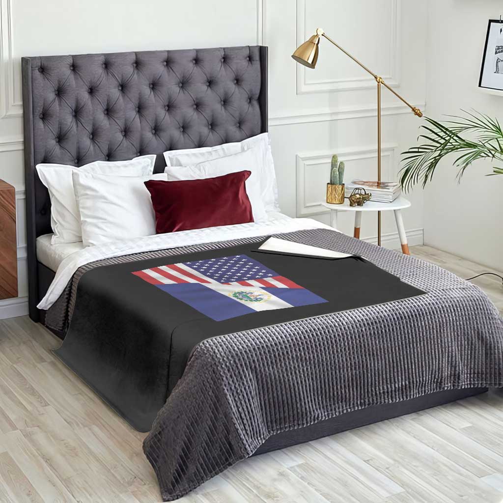 El Salvador American Flag Throw Blanket Salvadoran USA Pride Heritage Roots TS10 Print Your Wear