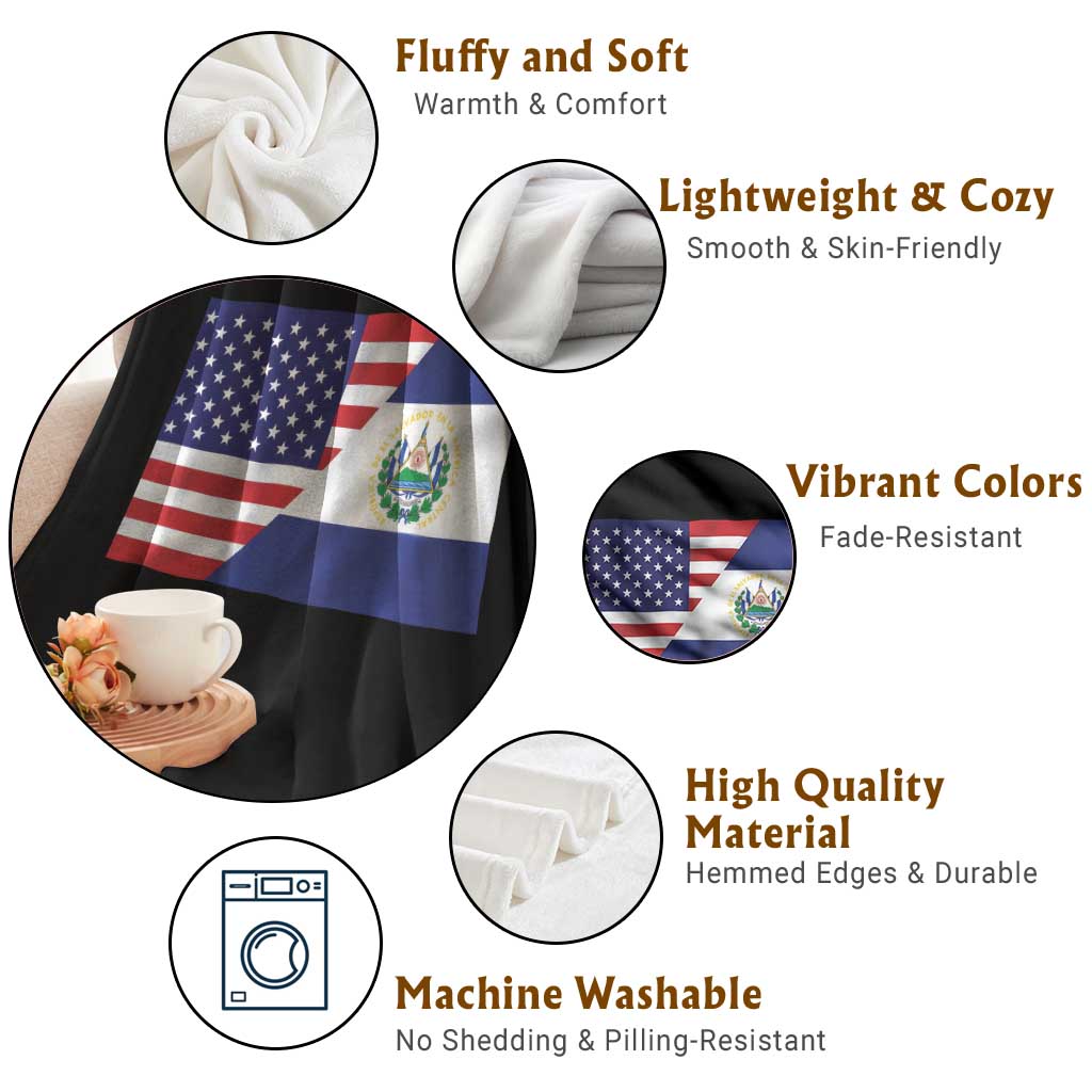 El Salvador American Flag Throw Blanket Salvadoran USA Pride Heritage Roots TS10 Print Your Wear