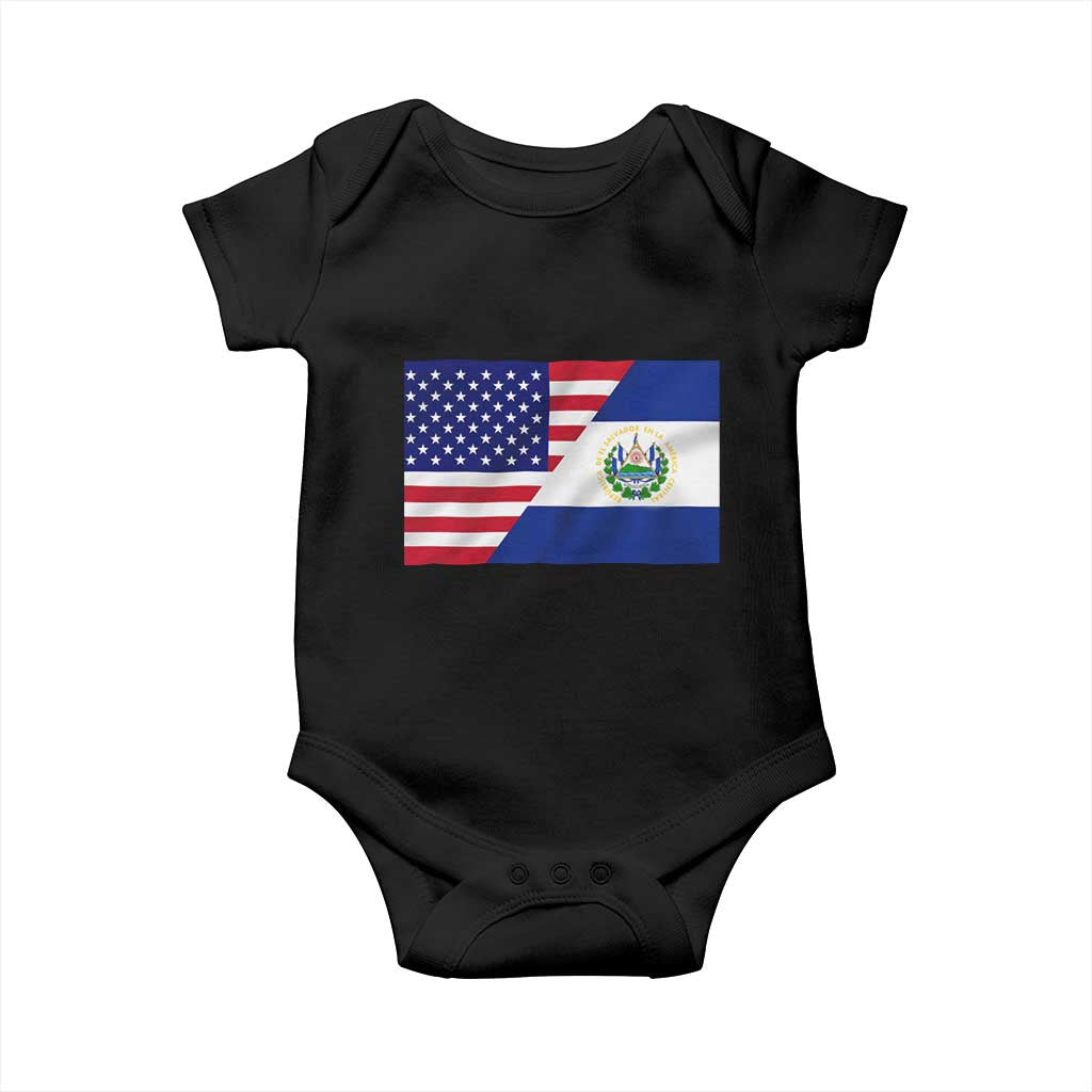 El Salvador American Flag Baby Onesie Salvadoran USA Pride Heritage Roots TS10 Black Print Your Wear