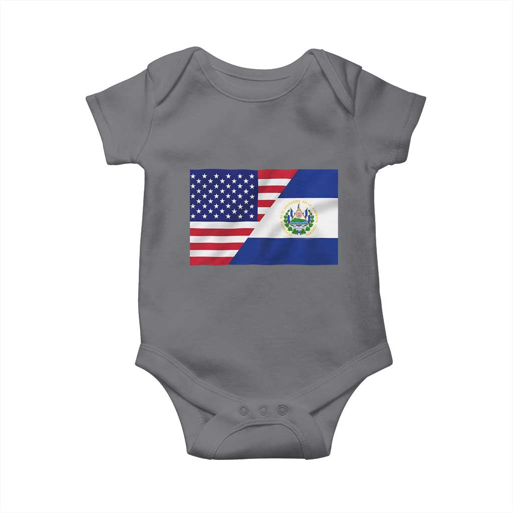 El Salvador American Flag Baby Onesie Salvadoran USA Pride Heritage Roots TS10 Charcoal Print Your Wear