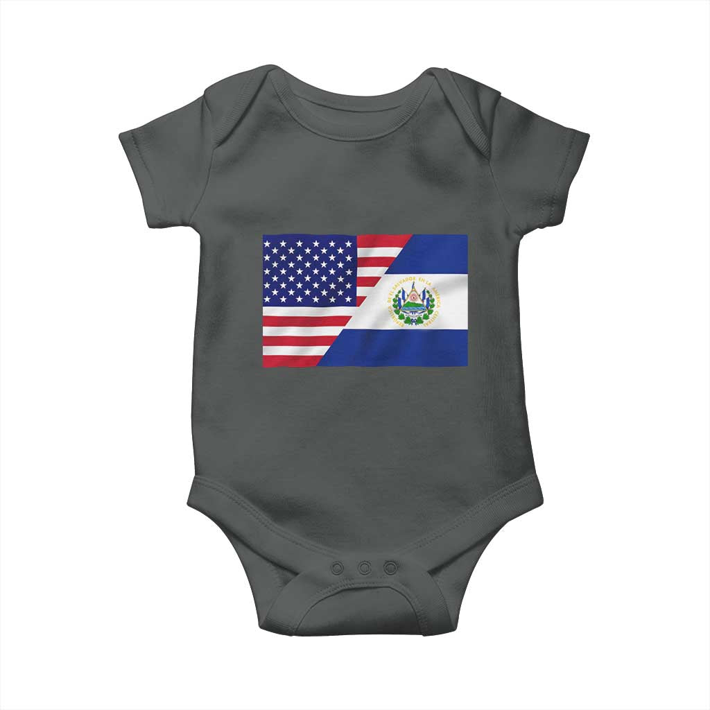 El Salvador American Flag Baby Onesie Salvadoran USA Pride Heritage Roots TS10 Dark Heather Print Your Wear