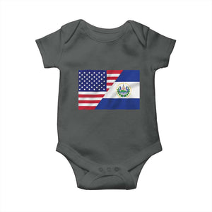 El Salvador American Flag Baby Onesie Salvadoran USA Pride Heritage Roots TS10 Dark Heather Print Your Wear
