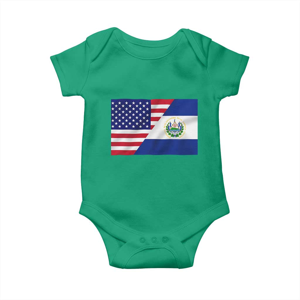 El Salvador American Flag Baby Onesie Salvadoran USA Pride Heritage Roots TS10 Irish Green Print Your Wear