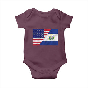 El Salvador American Flag Baby Onesie Salvadoran USA Pride Heritage Roots TS10 Maroon Print Your Wear