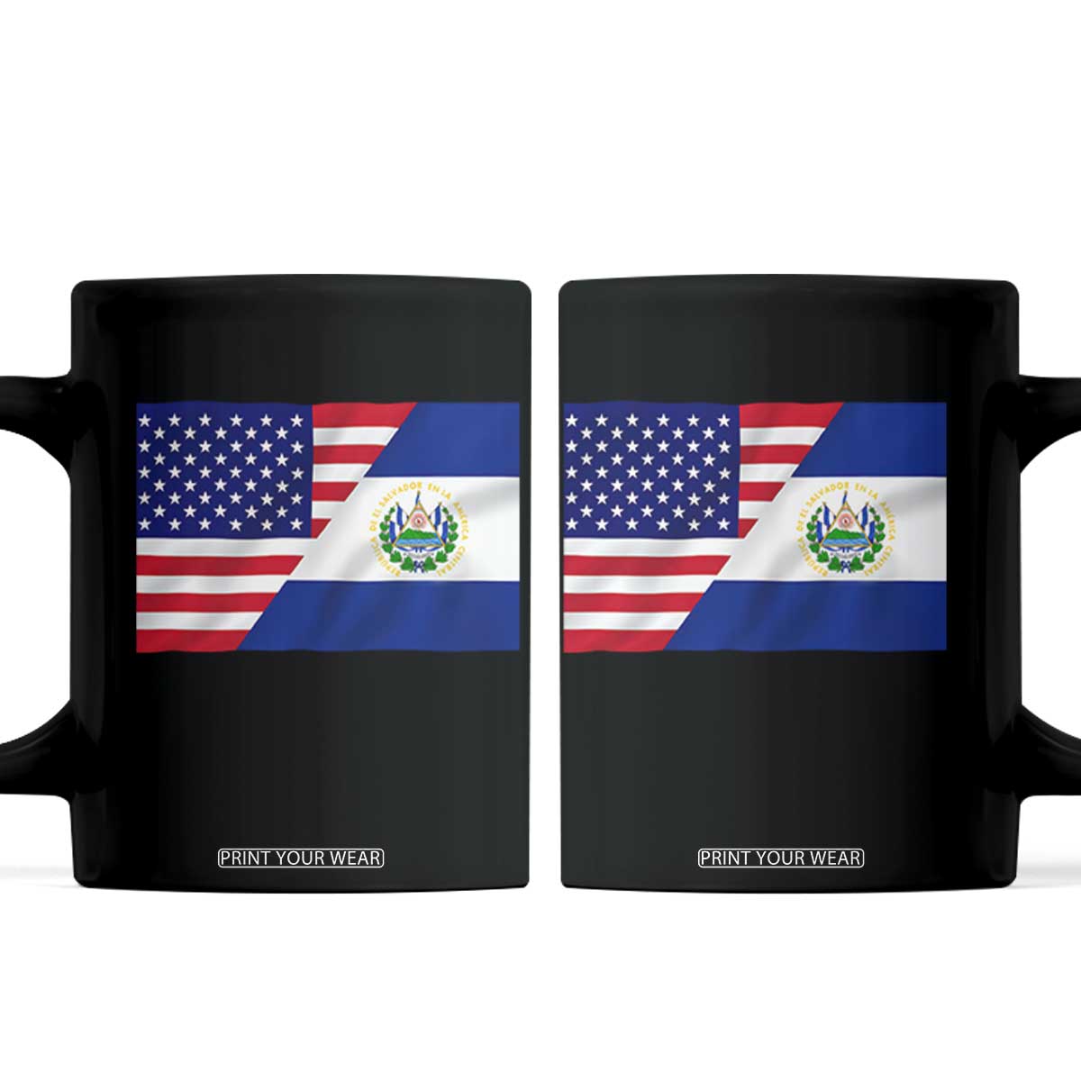 El Salvador American Flag Coffee Mug Salvadoran USA Pride Heritage Roots TS10 Black Print Your Wear