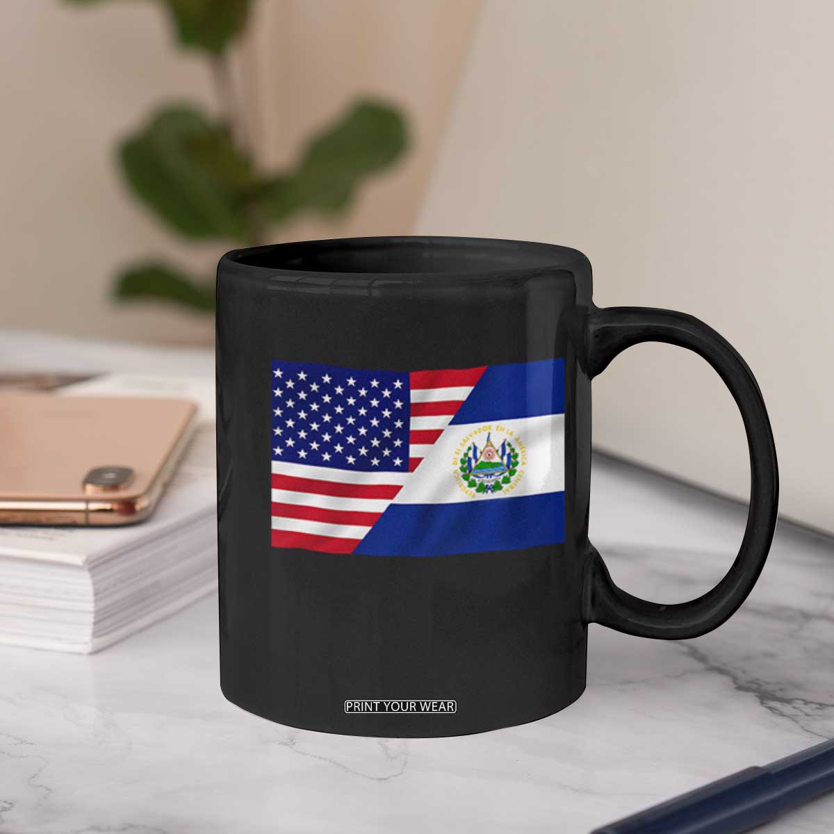 El Salvador American Flag Coffee Mug Salvadoran USA Pride Heritage Roots TS10 Print Your Wear