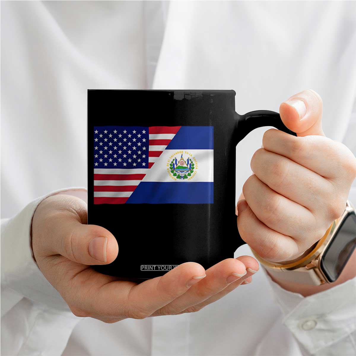 El Salvador American Flag Coffee Mug Salvadoran USA Pride Heritage Roots TS10 Print Your Wear