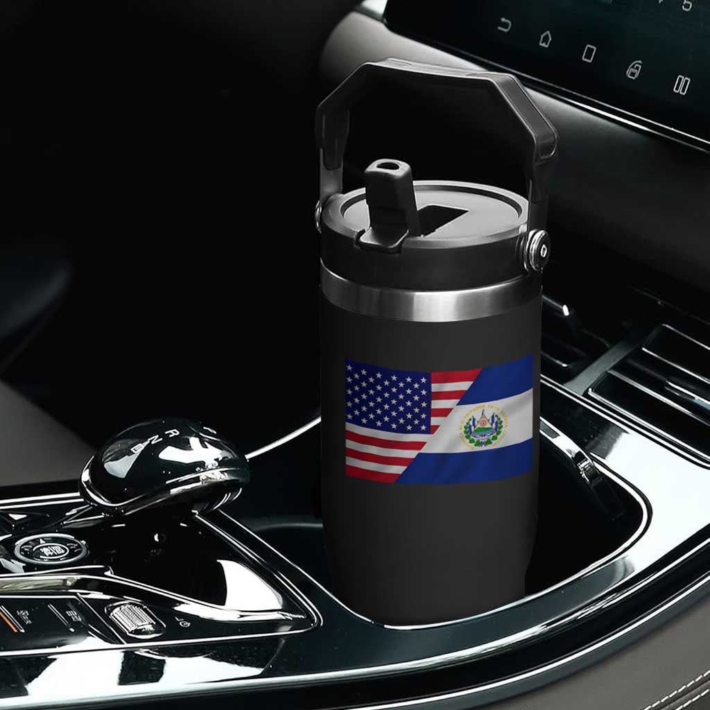 El Salvador American Flag Flip Straw Tumbler Salvadoran USA Pride Heritage Roots TS10 Print Your Wear
