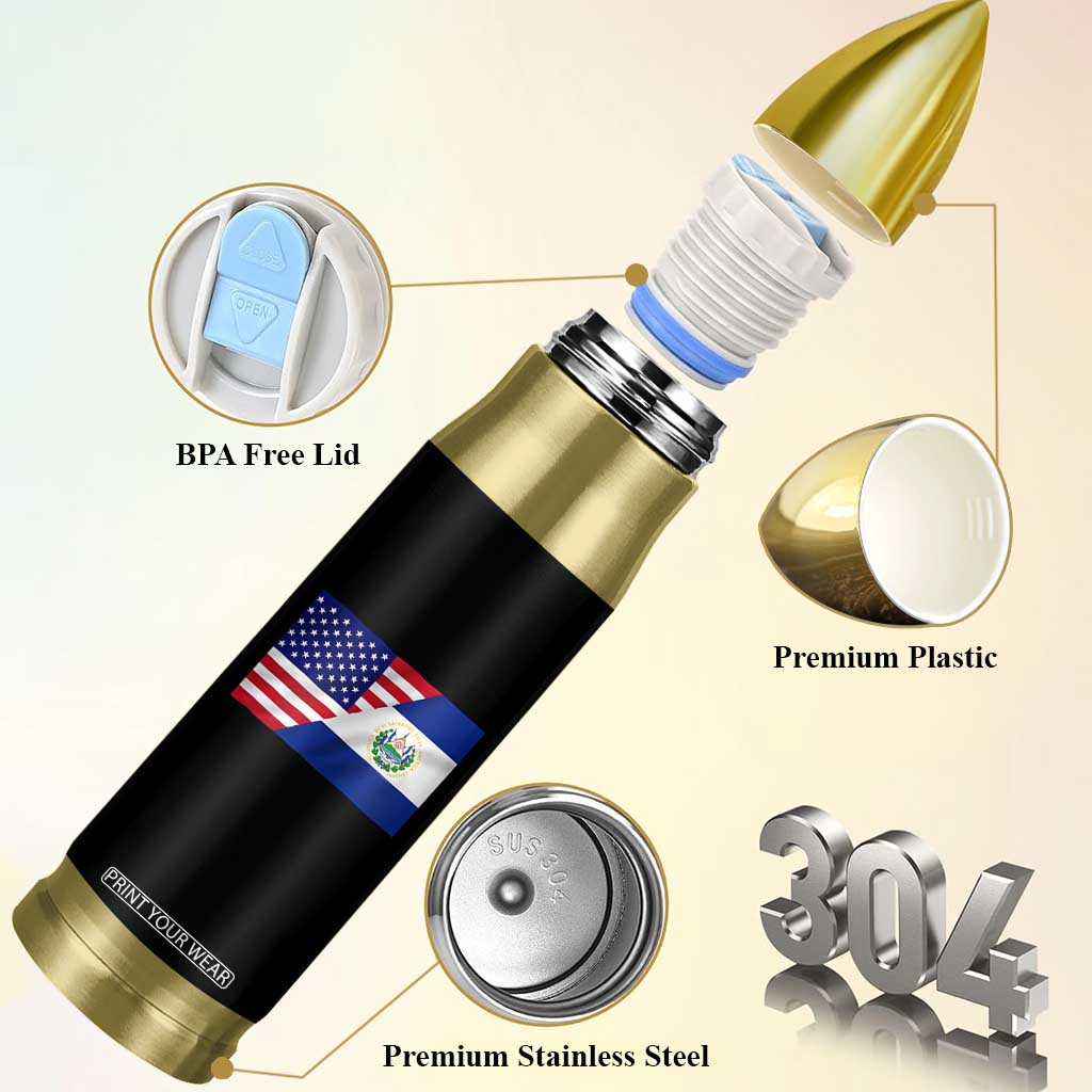 El Salvador American Flag Bullet Tumbler Salvadoran USA Pride Heritage Roots TS10 Print Your Wear