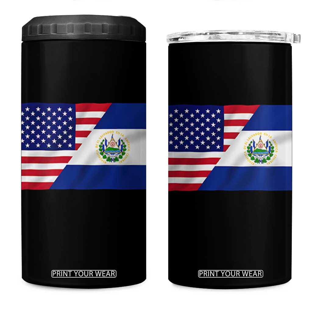 El Salvador American Flag 4 in 1 Can Cooler Tumbler Salvadoran USA Pride Heritage Roots TS10 One Size: 16 oz Black Print Your Wear