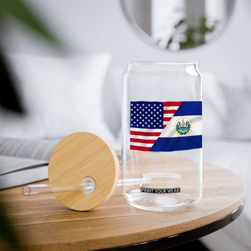 El Salvador American Flag Glass Can Salvadoran USA Pride Heritage Roots TS10 Print Your Wear